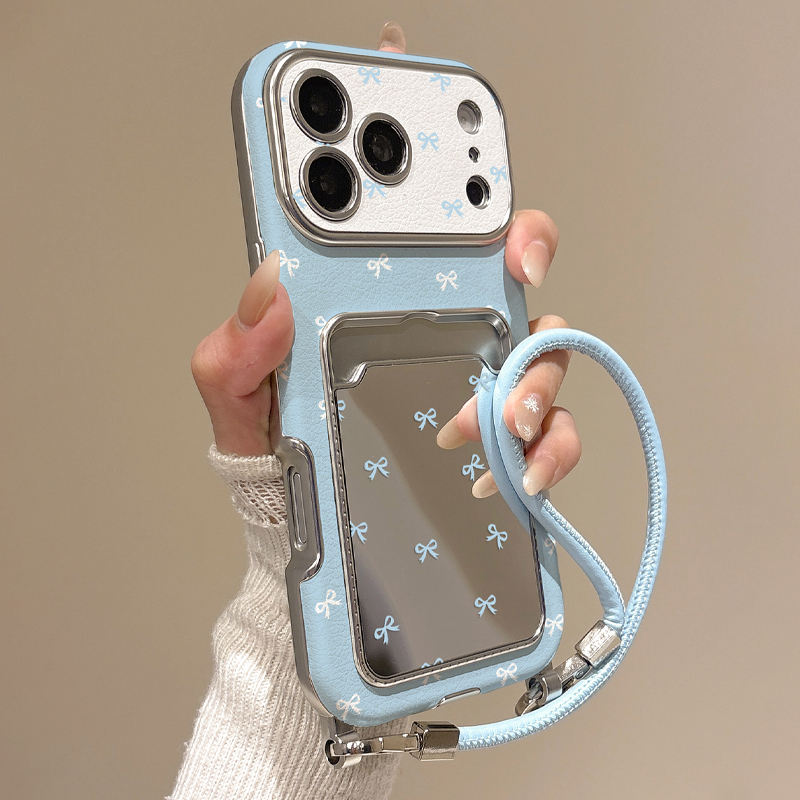Phone Accessories Holder - حافظة هاتف لطيفة بتصميم فيونكة ومرآة