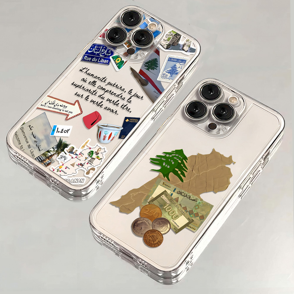 Phone Accessories Lebanon - جراب هاتف بتصميم ثقافي لبناني شفاف