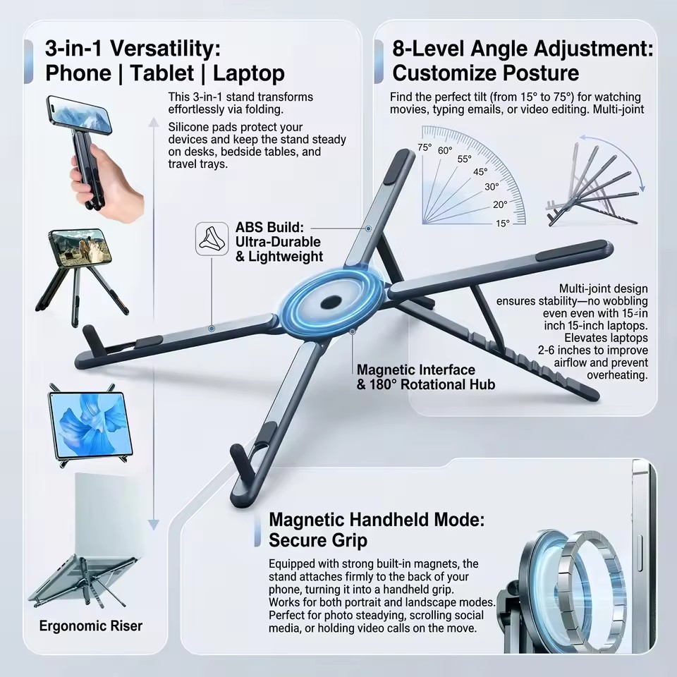 حامل هاتف مغناطيسي محمول وعصا  - مراجعة Phone Accessories For Photography وسعره