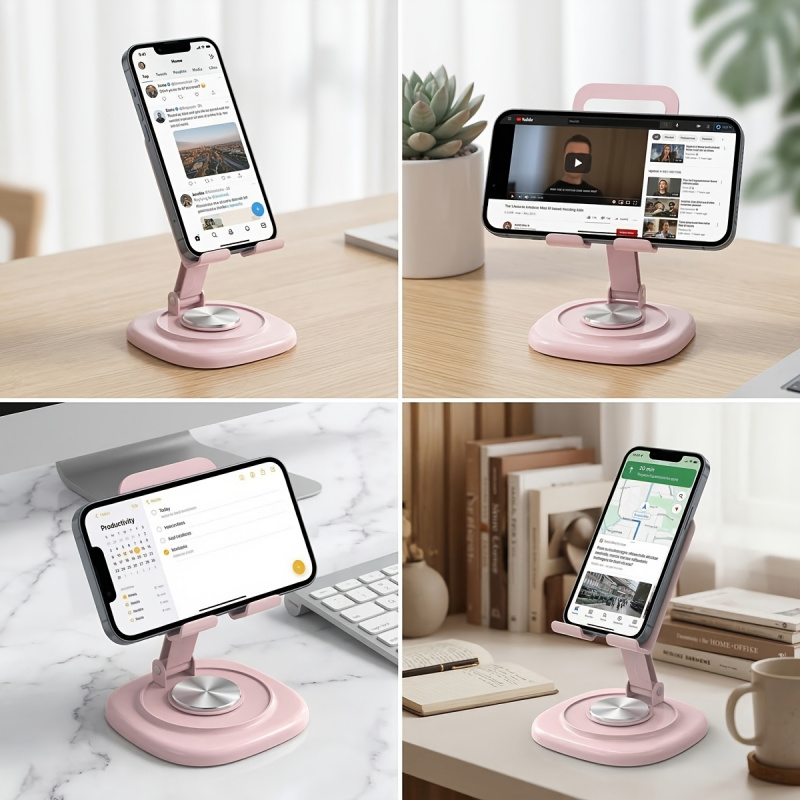 حامل هاتف معدني دوار للمكتب عل - مراجعة Desk Phone Stand وسعره